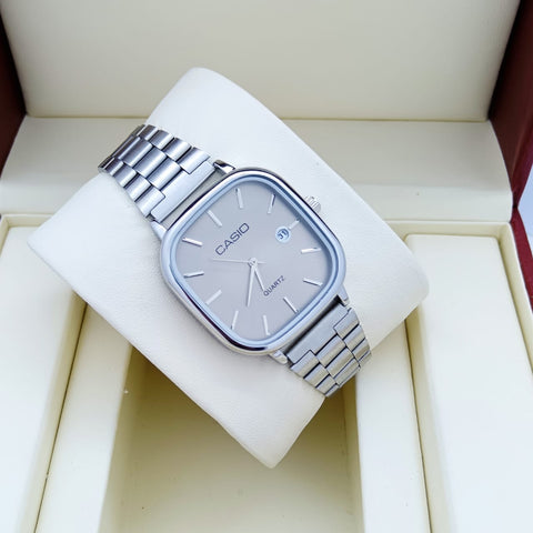 Combo Offer Get 2 Silver  Stainless Steel Casio Quartz Watch For Men only 99AED
