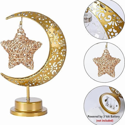 Ramadan Decorations Light, Moon Star Table Lamps for Bedroom Get 02 Piece only 115aed